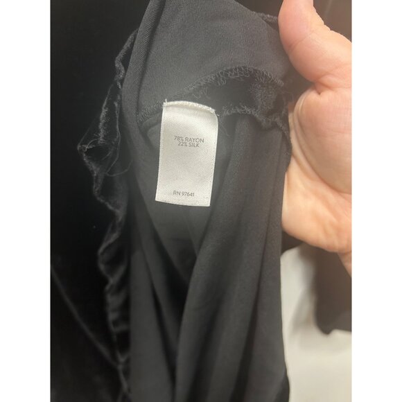 J Jill Black Velvet 3/4 Sleeve Top Rolled Cuffs Side split seams XL - Picture 3 of 8